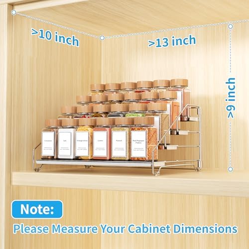 Spice Organizer for Cabinet, Adjustable Depth Spice Shelf - Chrome