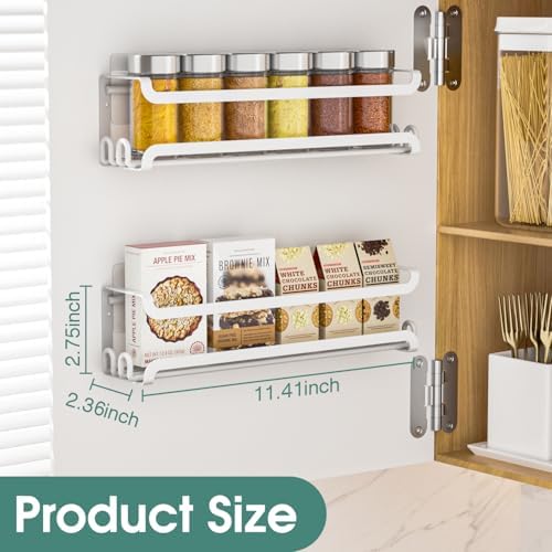 4 Pack Wall Mounted Spice Rack for Kitchen Cabinet,RV,Camper,White
