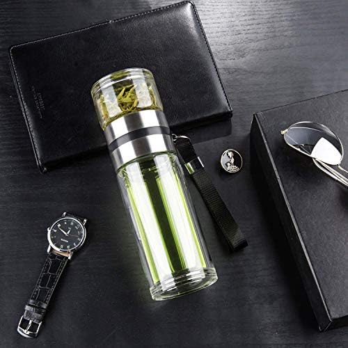 PARACITY Tea Infuser Bottle,13 OZ/380ML Double Wall Glass, Leakproof - Image 3