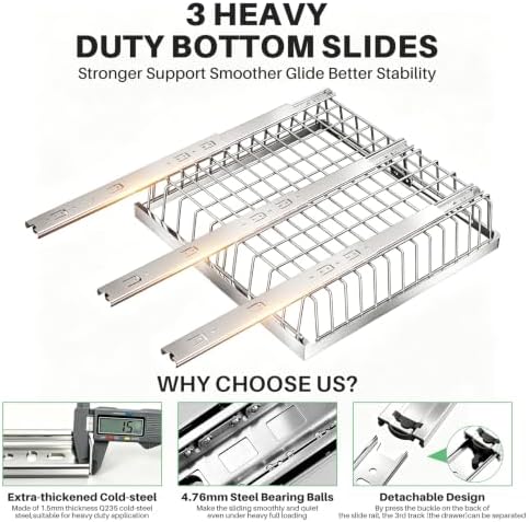 2-Pack Expandable Pull Out Cabinet Organizer (10.6"-15")W x 21"D