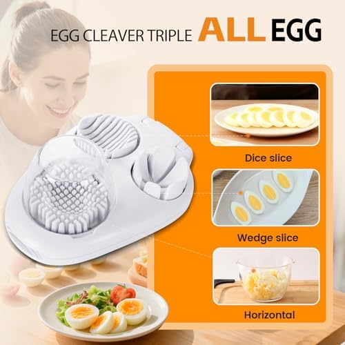 3-in-1 Egg Slicer with 3 Slice Modes, Dishwasher Safe,White - Image 7