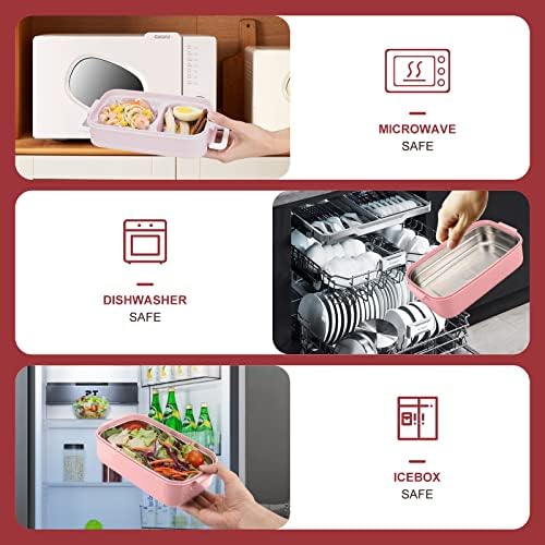 2-Tier Bento Lunch Box for Women & Adults with Insulated Lunch Bag