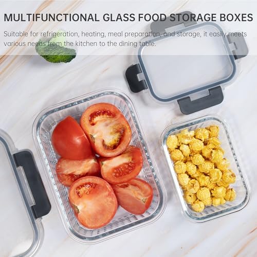 10 Pack Glass Meal Prep Containers, Food Storage Container Set - Grey
