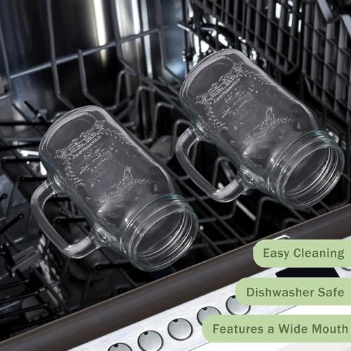 4 Pack 24Oz Mason jar cups with lids and straws, Mason Jars with Handle