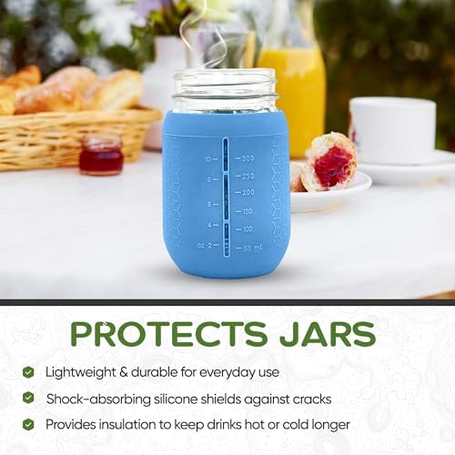 Mason Jar Silicone Sleeve, Regular Mouth 16oz, Spring Summer 5pk
