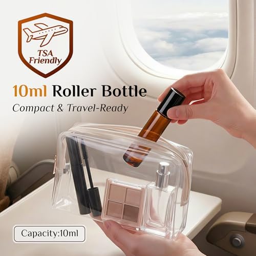 PrettyCare Essential Oil Roller Bottles, 4 Pcs 10ml Amber Glass for Perfume - Image 3
