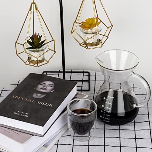 Pour Over Coffee Maker with Reusable Double-layer Stainless Steel Filter, 600ml/20oz BPA-Free Glass Coffee Carafe, Glass Coffee Maker, Coffee Dripper Brewer