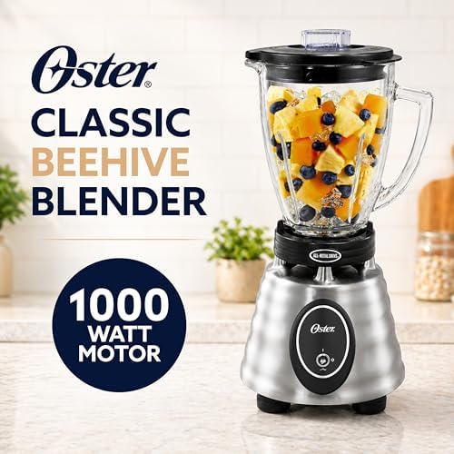 Oster Classic Series Heritage Blender with 6-Cup Glass Jar, 1000 Peak Watts, 600 Rated Watts, Stainless Steel Countertop Blender - Image 2