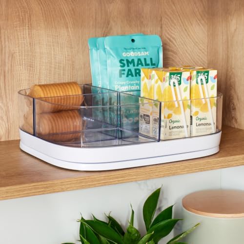 MagicTrack Turntable with 4 Bins, Rectangle Lazy Susan Organizer