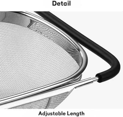 Over The Sink Colander, Stainless Steel Fine Mesh Expandable Colander, Sink Colander for Kitchen, 6-Quart Expandable Strainer Over The Sink for Straining, Draining, Rinsing Fruits And Vegetables