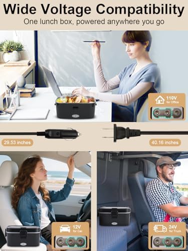1.8L Heated Lunch Box for Men, Portable Food Warmer for Car/Truck/Office