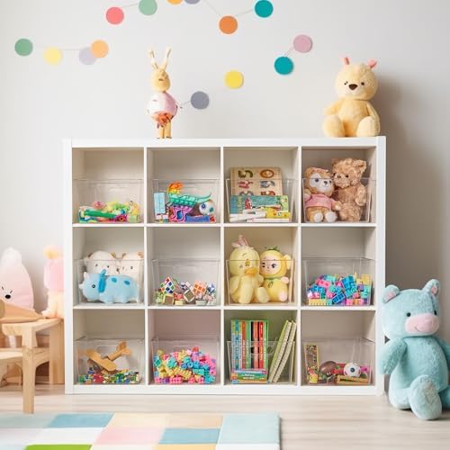 4 Pack Extra Large Clear Storage Bins, 11x11 Cube Organizer