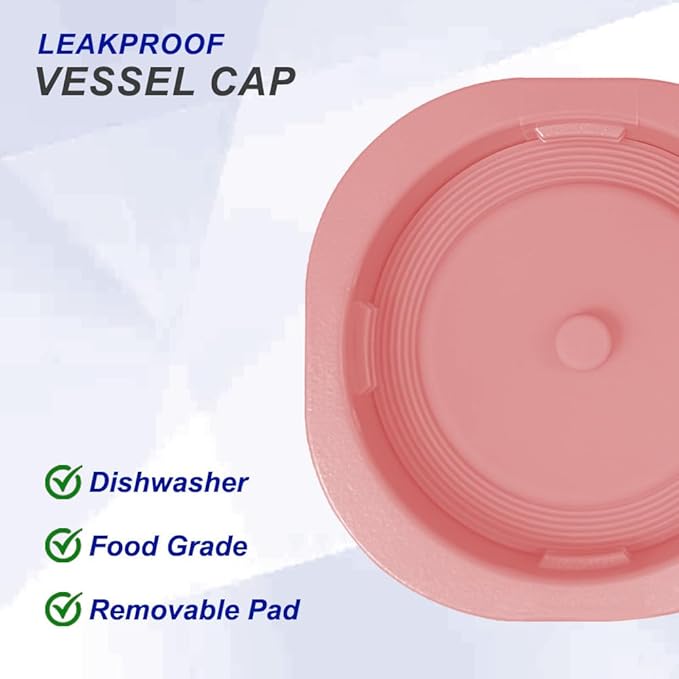 Blade Cover and Vessel Cap for Ninja Blast, Portable Blender BC100 & BC151 Series, Ninja Accessories, 2-in-1 Replacement Parts, Food Grade, Leakproof, Dishwasher Safe, Pink
