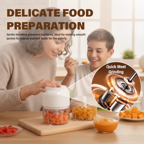 Household Electric Garlic Crusher, 2026 New 350ml Cordless Mini Food Chopper with 6 Stainless Steel Blades, Portable Garlic Mincer for Onion Ginger Spices Fruit Salad - Image 3