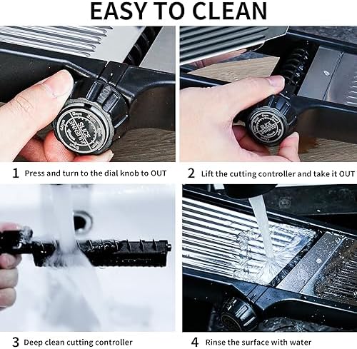 WELTONHM Mandoline Slicer, Adjustable Mandoline Slicer for Kitchen, Stainless Steel Mandolin Vegetable Chopper for Potato, Julienne Cutter with Cut-Resistant Gloves, Black - Image 5