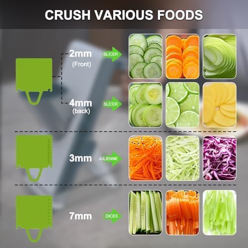 Mandoline Slicer Safe Multifunctional Dicer Adjustable Commercial Slicer Machine Stainless Steel Chopper (White Green) - Image 3