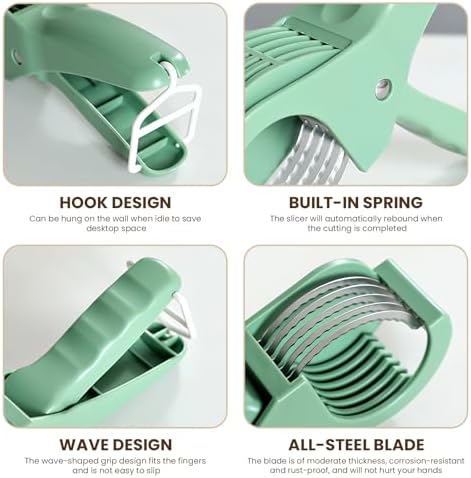 Upgrade 2 pack Stainless Steel Banana Strawberry Cucumber Carrot Egg Sausage Thin Slicer Cutter kitchen gadget (green) - Image 4