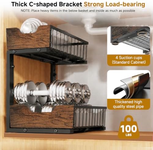 Pull Out Cabinet Shelf 2 Tier Metal Under Sink Organier