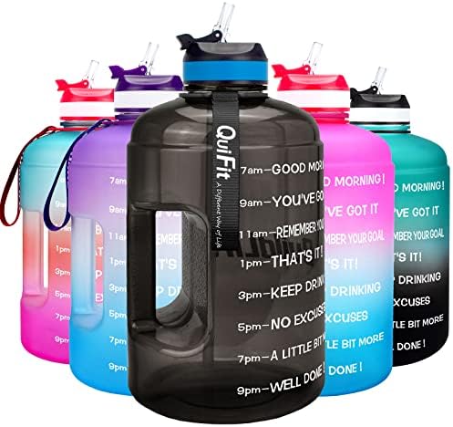 Motivational Gallon Water Bottle - with Straw & Time Marker BPA Free Large Reusable Sport Water Jug with Handle for Fitness Outdoor Enthusiasts Leak-Proof