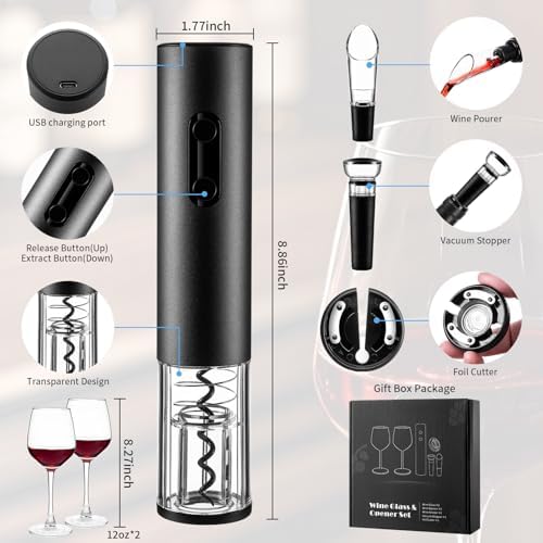 Electric Automatic Wine Bottle Opener Set, Rechargeable Wine Opener Set