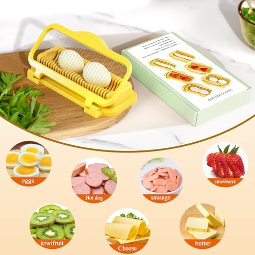 Larger Banana Slicer Egg Slicer for Hard Boiled Eggs, Stainless Steel & Aluminium Wires Strawberry slicer Multipurpose Heavy Duty Dishwasher Safe Banana Cutter slicer - Image 4