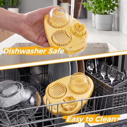 Joyzan 3 in 1 Egg Slicer, Hard Boiled Eggs 3 Way Cutter Manual Strawberry - Image 6