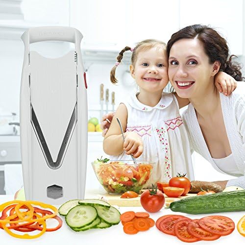Börner Mandoline Slicer V5 (Starter Set) • Vegetable V-Slicer for Slices, Sticks & Dices in Various Sizes • With Stainless Steel V-Blade • Adjustable Kitchen Slicer • Color: White - Image 2