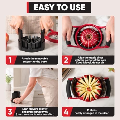 Newness 5.12-In Large Apple Slicer Corer with Base, 16-Blade