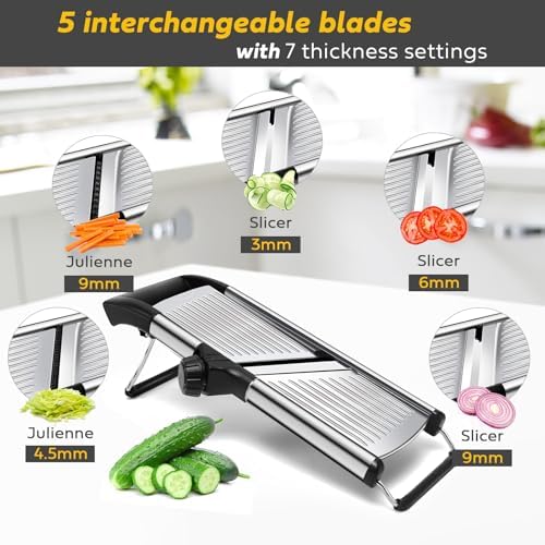 Mandoline Slicer for Kitchen, Stainless Steel adjustable Mandoline slicer - Image 3