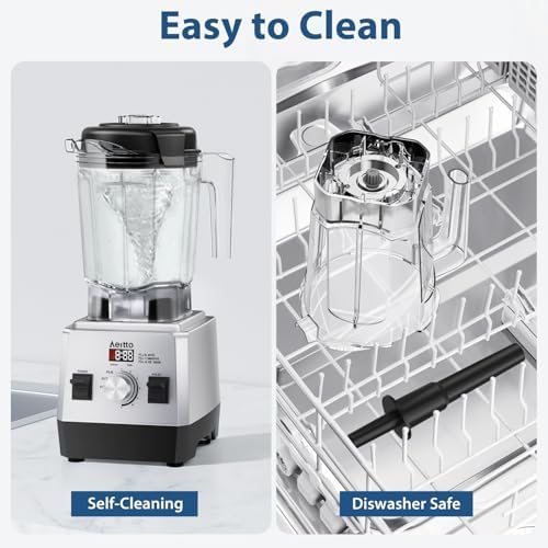 Aeitto Blenders for Kitchen with 68Oz. Jar, 1800W Max Power Smoothie Blender, 3 Preset Programs & 7 Speeds, Professional Countertop Blender for Smoothies, Ice Crush, Frozen Drinks, Silver - Image 2