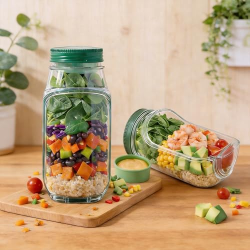 Vegetable Chopper with Container & Side-Opening Salad Jar,Kitchen Prep Tool - Image 4