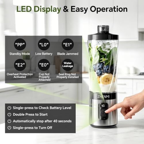 Portable Blender,20oz Personal Blender for Smoothies with 2 Lids - Image 2