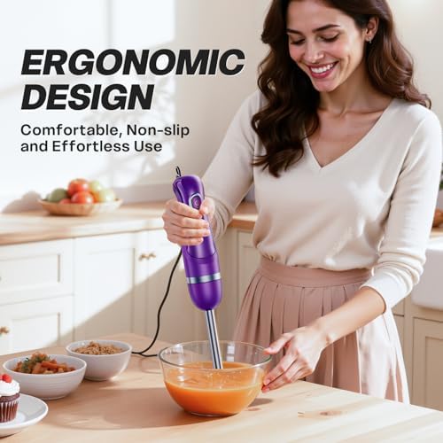 Immersion Blender Corded 400W, 2 Speed, Emulsifier, Blend, BPA-Free