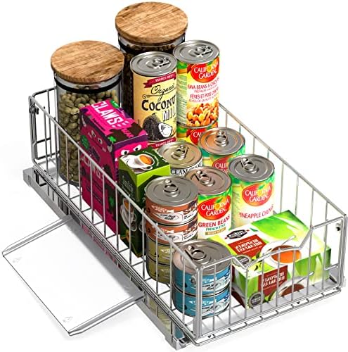 Pull-Out Cabinet Sliding Basket, 17.2Dx9.7Wx5H, Chrome