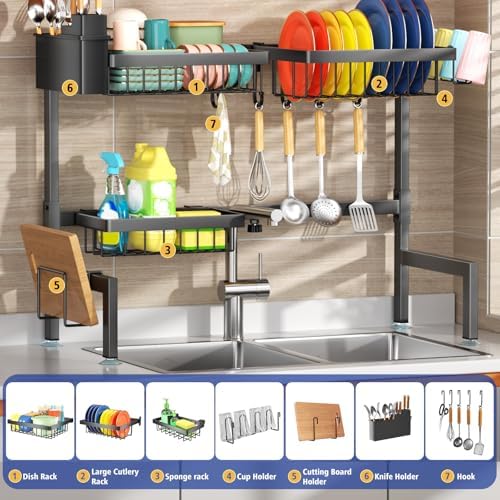 2-Tier Over The Sink Dish Drying Rack, Kitchen Dish Drying Rack
