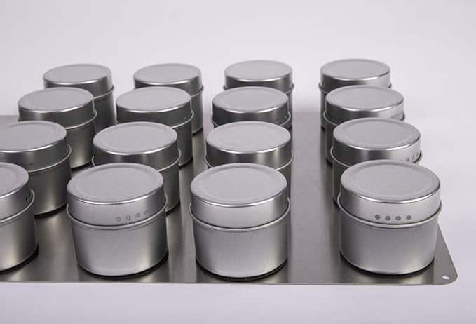 RiversEdge Products Stainless Steel Spice Tin Base, 12" X 24" for Magnetic Spice Tins, Spice Rack