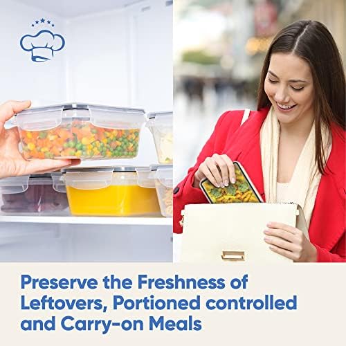 32 Piece Airtight Food Storage Containers with Easy Snap Lids, 16 Containers and Lids, Stackable Kitchen and Pantry Canisters for Meal Prep and Food Storage - Transparent