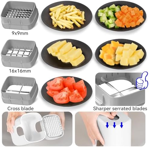 Vegetable Chopper Cube Container, Three Blades, French Fry Cutter