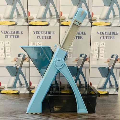 New Mandoline Slicer for Kitchen,Potato Slicer Thickness Adjuster,Veggie Onion Dicer Faster Kitchen Mandolin for Meal Prep, safe Vegetable Chopper and slicer vegetable cutter,French Fry Cutter, (Blue) - Image 2