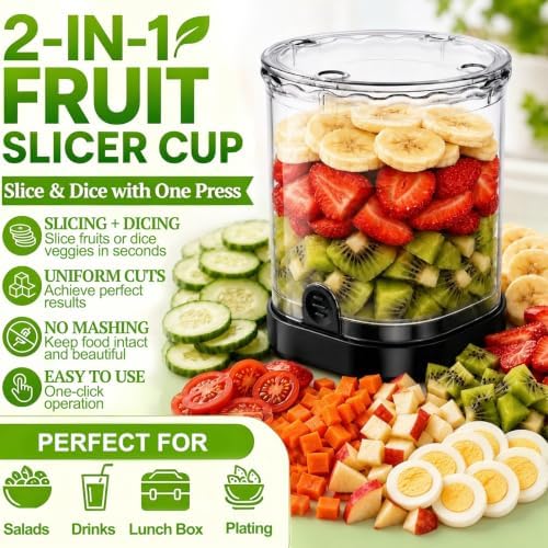 2-in-1 Fruit Slicer Cup, Stainless Steel