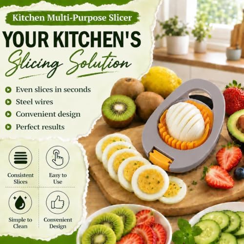 NOVANO Hard Boiled Egg Slicer with Stainless Steel Wires, Egg Salad Maker, Practical Kitchen Gadget, Multi Purpose Cutter for Eggs, Avocado, Strawberry, Kiwi Fruit - Image 2