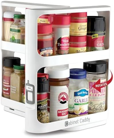 Spice Rack Organizer for Cabinet, Pull & Rotate, 2-Tier