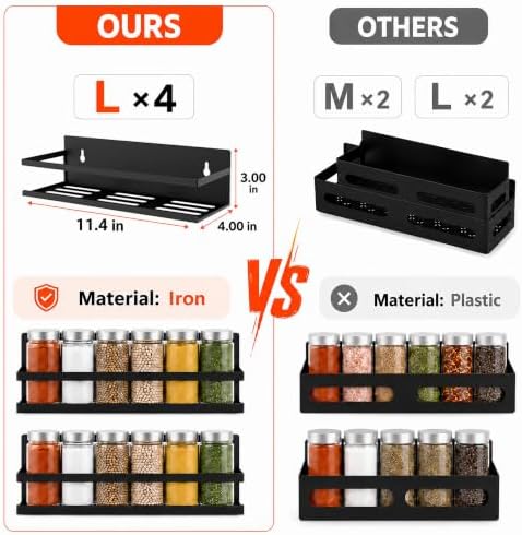 Magnetic Spice Rack 4-Pack – Heavy-Duty, Rust-Resistant