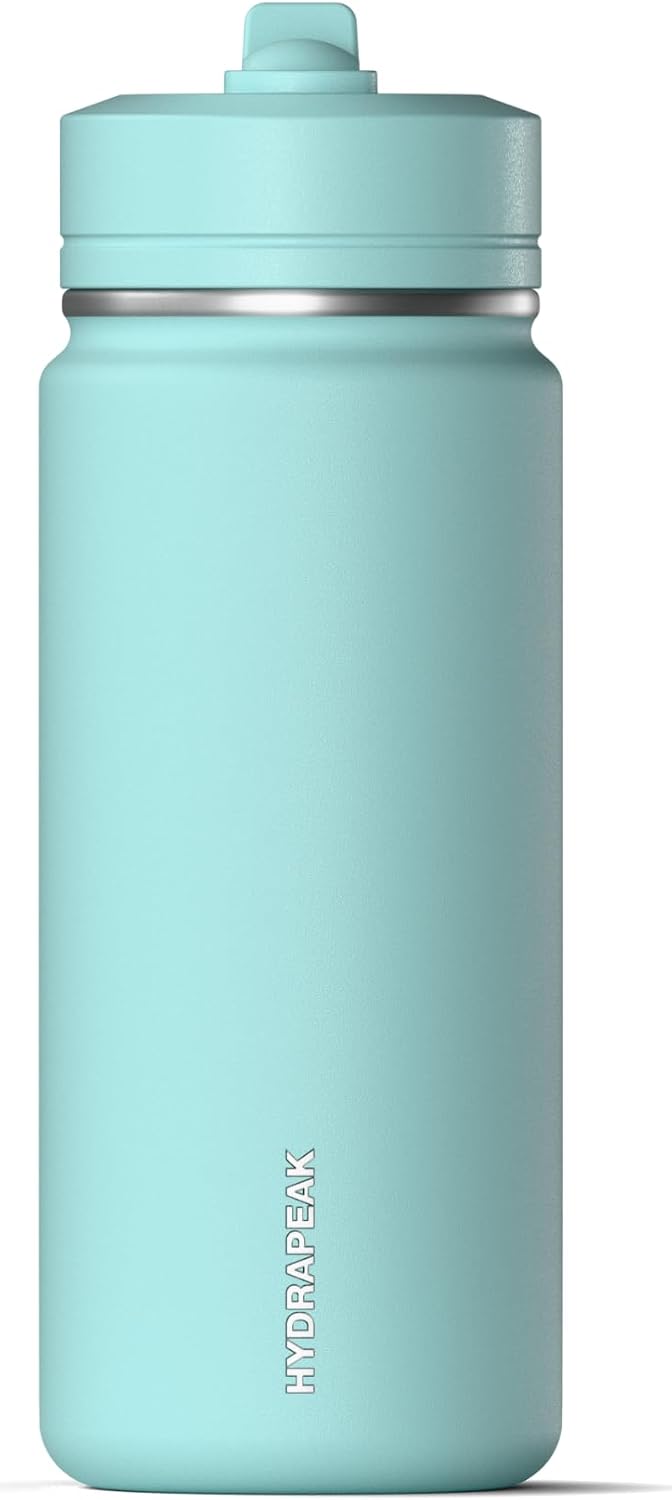 Mini 20oz Water Bottle with Straw Lid, Stainless Steel Double Wall Insulated | Leak-Proof and Spill-Proof Bottle for School, Kids, Cold 24 Hours (Alpine)
