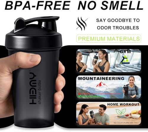 [ 2 Pack 400 ml / 12 OZ Protein Shaker Bottles for Protein Mixes, 2 x Whisk Ball | Shaker Cups for Protein Shakes | BPA Free, 100% Leak Proof, No Smell | Small Shake Bottle (E) Black/Pink - Image 3