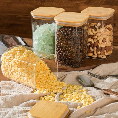 37oz/1.2Qt/1100ml Square Glass Storage Containers with Lids 4-Pack