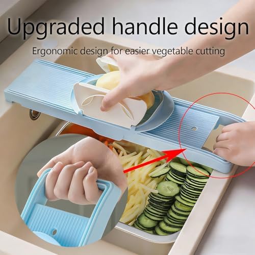LongJiang S2 Mandoline Slicer Set, Adjustable Thickness, 0.09-0.15 inches (2.5-4 mm), Safety Hand Guard, Adjustable Slicing Shredding, for Cabbage, Potato, Tomato, Carrot, Vegetables and Fruits - Image 6