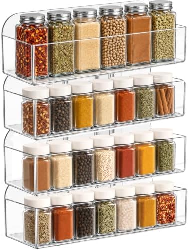 Spice Organizer for Cabinet, Spice Rack Storage Wall Mount, 4 Pack