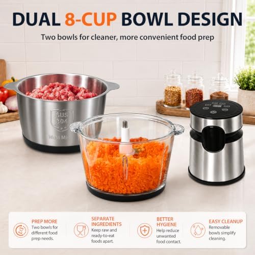 Touch Control Auto Food Processor 500W Copper Meat Onion Garlic Nuts Veg