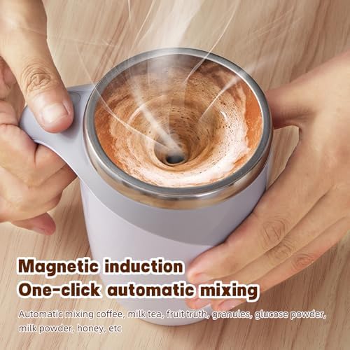 Rechargeable Automatic Stirring Coffee Mug, Stainless Steel White - Image 2